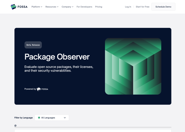 FOSSA Package Observer Homepage