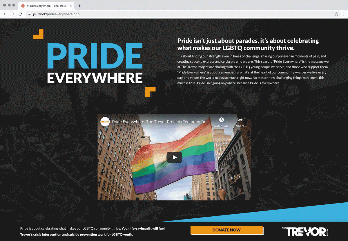 Gif of the landing page confetti